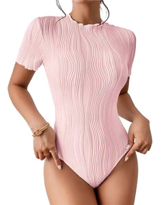 Janina | Elegantes Bodysuit mit Rundhalsausschnitt in Rosa