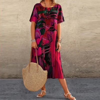 Lockeres Kurzarm Blumen Sommerkleid für Damen