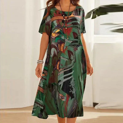 Lockeres Kurzarm Blumen Sommerkleid für Damen