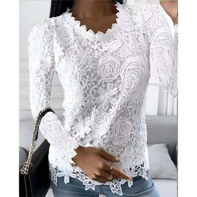 Anelie | Elegante Spitzen-Bluse mit langen Ärmeln
