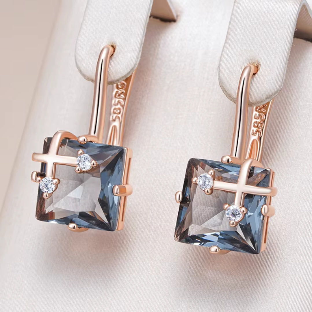 Blaue elegante quadratische Ohrringe
