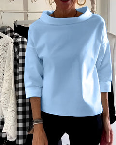Orinda - Elegantes Damen-Top mit halbem Rollkragen in Blau
