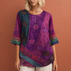Oversized Sommeroberteil mit buntem Druck für Damen | Noëlle in Lila