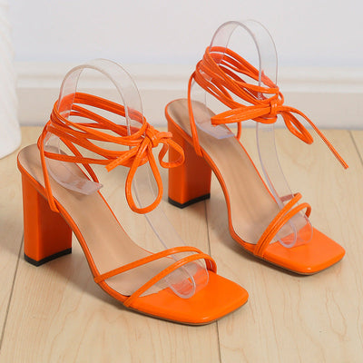 Penelope - Sommer Damen Elegante Schnürsandalen mit Blockabsatz