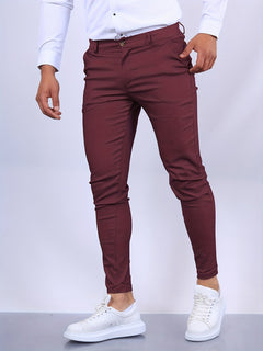 Philipp - Slim-Fit-Hose in Burgunderrot