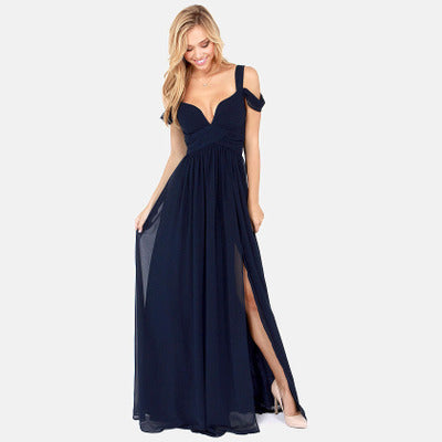 Phyllis - Sommerliches schulterfreies Maxikleid Damen