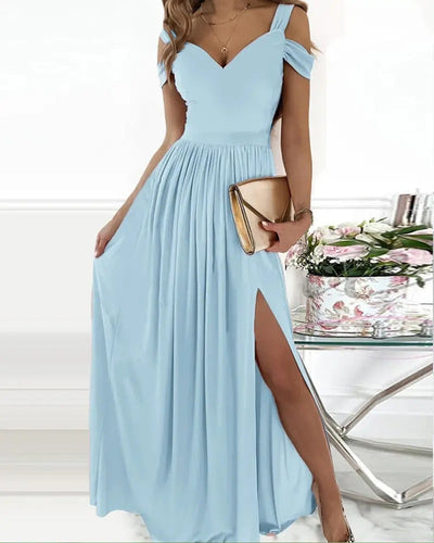 Phyllis - Sommerliches schulterfreies Maxikleid Damen