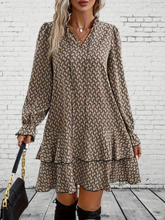 Marita - Kleid - Bedruckt Dreiviertelärmel in Beige