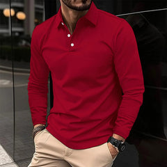 Konstantin | Herren Langarm Polo mit Kragen in Rot