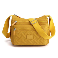 Praktische Damen-Schultertasche aus strapazierfähigem Nylon in Gelb