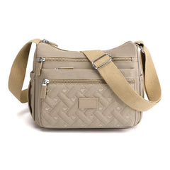 Praktische Damen-Schultertasche aus strapazierfähigem Nylon in Khaki