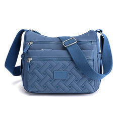 Praktische Damen-Schultertasche aus strapazierfähigem Nylon in Blau