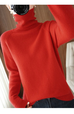 Prisca | Eleganter Rollkragenpullover in Rot