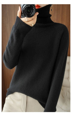 Prisca | Eleganter Rollkragenpullover in Schwarz