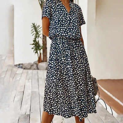 Ylvie - Bedrucktes Kleid Mit V-Ausschnitt