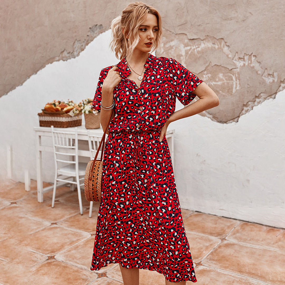 Ylvie - Bedrucktes Kleid Mit V-Ausschnitt