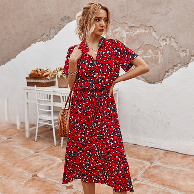Ylvie - Bedrucktes Kleid Mit V-Ausschnitt