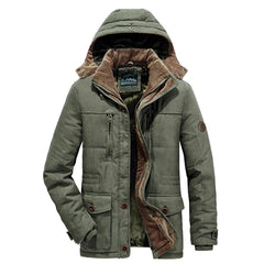 Winterjacke Herren | Fleece Gefüttert Kapuze in Grün