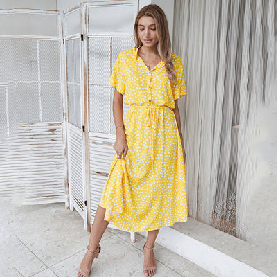 Ylvie - Bedrucktes Kleid Mit V-Ausschnitt