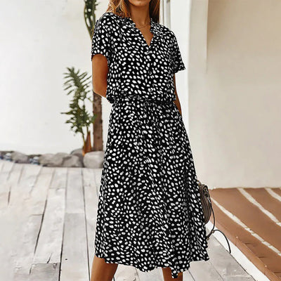 Ylvie - Bedrucktes Kleid Mit V-Ausschnitt