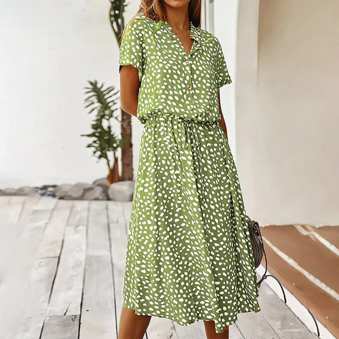 Ylvie - Bedrucktes Kleid Mit V-Ausschnitt