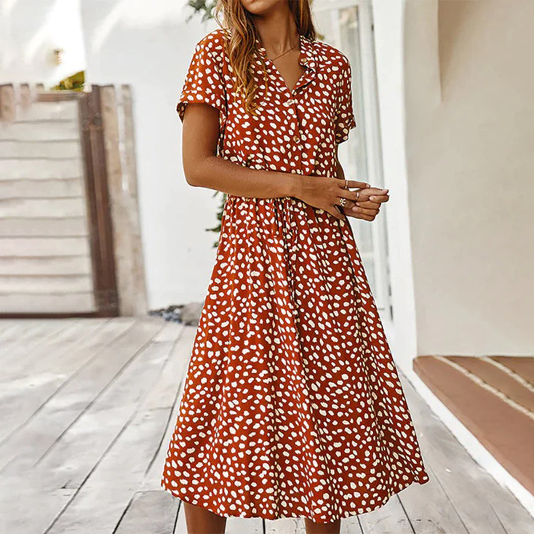 Ylvie - Bedrucktes Kleid Mit V-Ausschnitt
