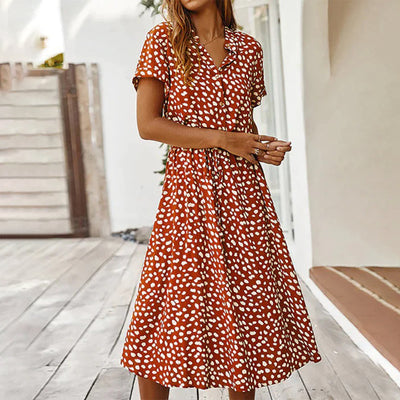 Ylvie - Bedrucktes Kleid Mit V-Ausschnitt