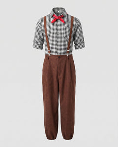 Johannes | Herren Trachten Lederhose & Oberteil Set in Braun