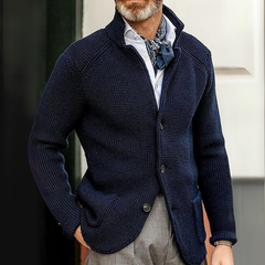 Eleganter Herren Cardigan | Strickjacke Mit Knöpfen in Blau