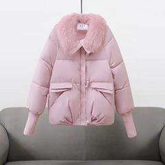 KARLA™ | WINTERJACKE MIT KUNSTFELLKRAGEN in Rose