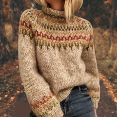 Astrid™ | Damen Nordic Strickpullover in Karamell