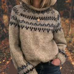 Astrid™ | Damen Nordic Strickpullover in Grau