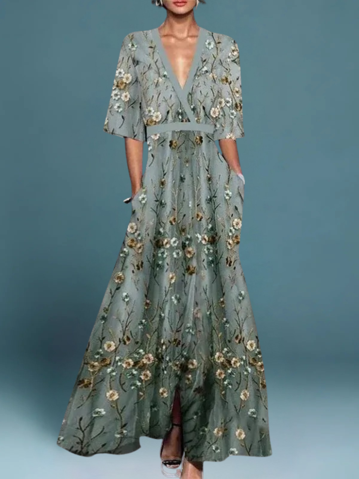 Tessa™ - Elegantes langes Kleid mit Blumenmuster