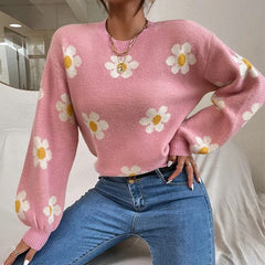 2023 Winter RM geblümter Pullover in Rose