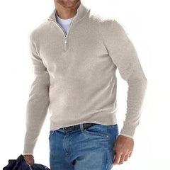 Herren Half Zip Langarm Pullover in Beige