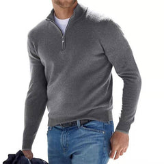 Herren Half Zip Langarm Pullover in Grau