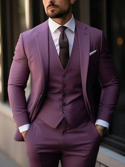 Dreiteiliger Elegante Hochzeitsgast Anzug für Herren | Lila