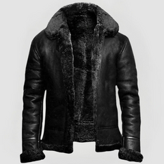 ISAAC - WINTER-LEDERMANTEL in Schwarz