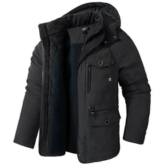 Warmer Herren Wintermantel | Wind- & Wasserdicht | Outdoor Mantel in Schwarz