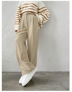 Audra - Weit geschnittene Hose - Gerade Silhouette in Beige