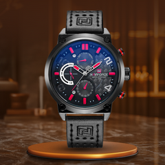 Kurt® | Quarz Datum Uhr in Schwarz-Rot
