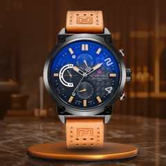 Kurt® | Quarz Datum Uhr in Orange-Schwarz