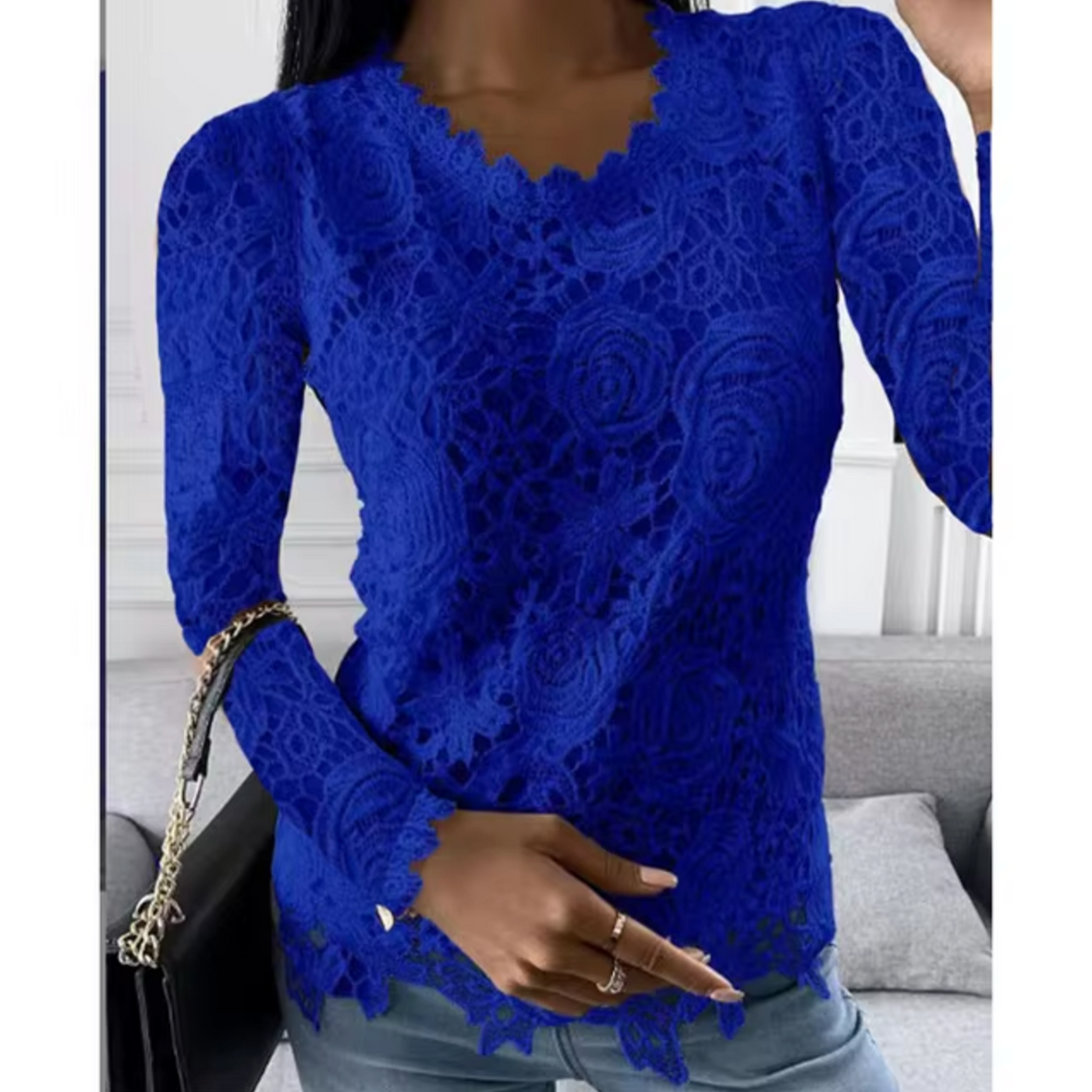 Quendola – Elegantes Spitzentop mit Blumenmuster