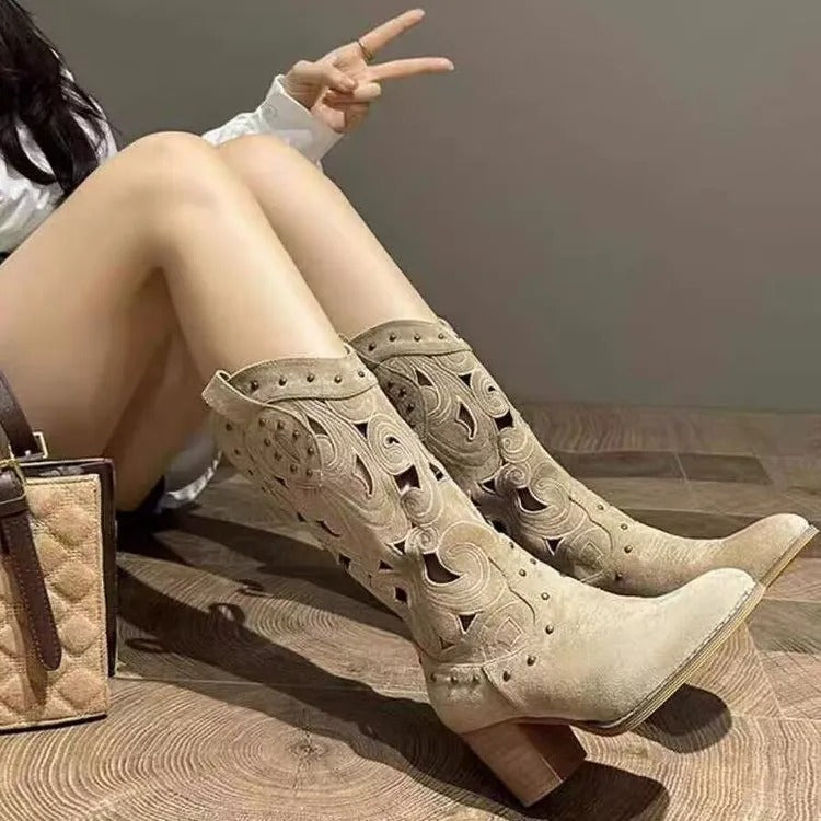 Querina - Bedruckte Cowboystiefel aus Leder