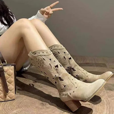 Querina - Bedruckte Cowboystiefel aus Leder