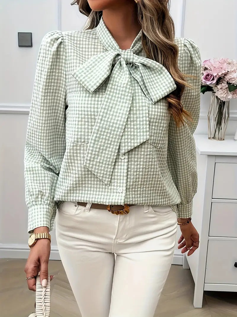 Quivana – Baumwollbluse mit Fliege
