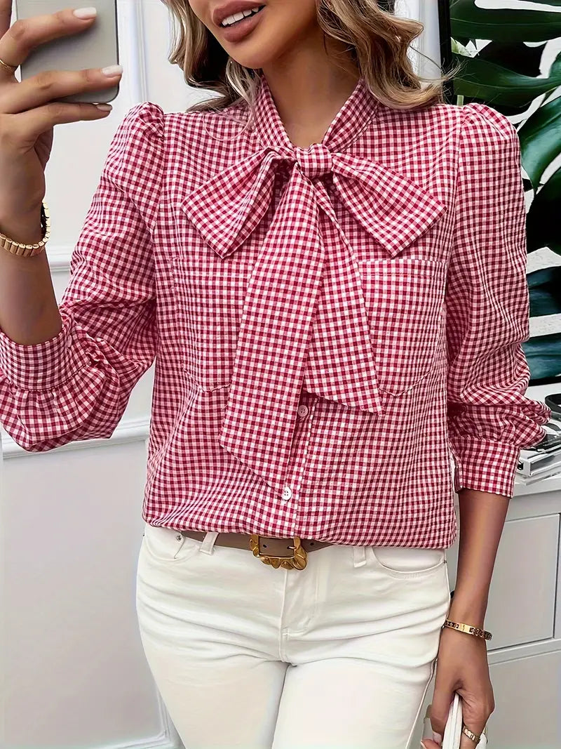 Quivana – Baumwollbluse mit Fliege