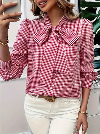 Quivana – Baumwollbluse mit Fliege