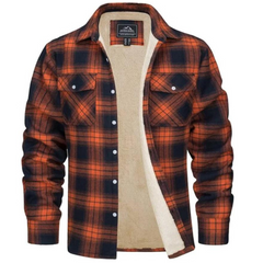 Ulrik - Fleecegefütterte Karierte Jacke in Orange