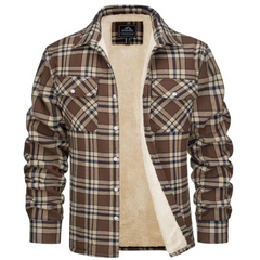 Ulrik - Fleecegefütterte Karierte Jacke in Khaki
